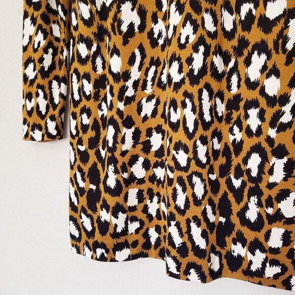 DVF Diane von Furstenberg Reina Long Sleeve Silk Blend Tunic Dress 2 Leopard - Picture 10 of 13